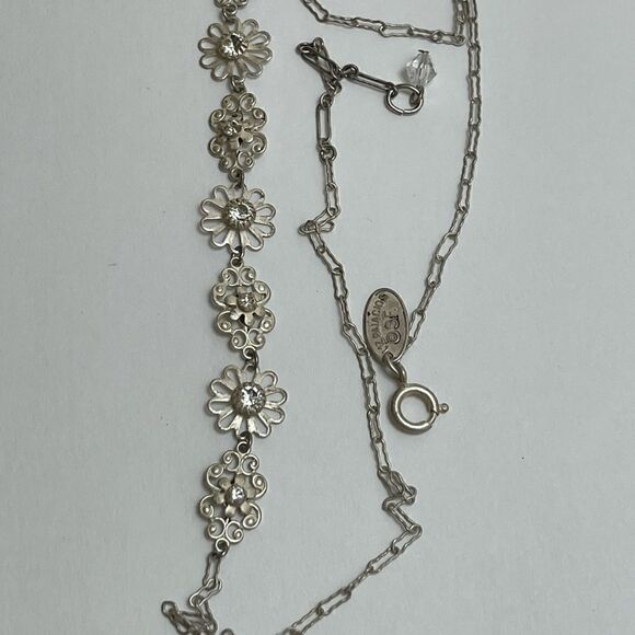 LIZ PALACIOS necklace mini flowers rhinestone - Picture 6 of 11